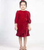 Ruviero pleated maroon velvet dress