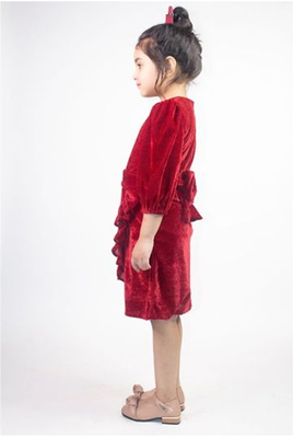 Ruviero pleated maroon velvet dress 3