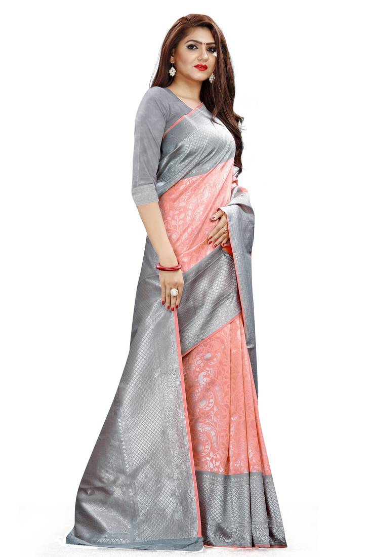 Peach Kanchipuram Silk Saree 