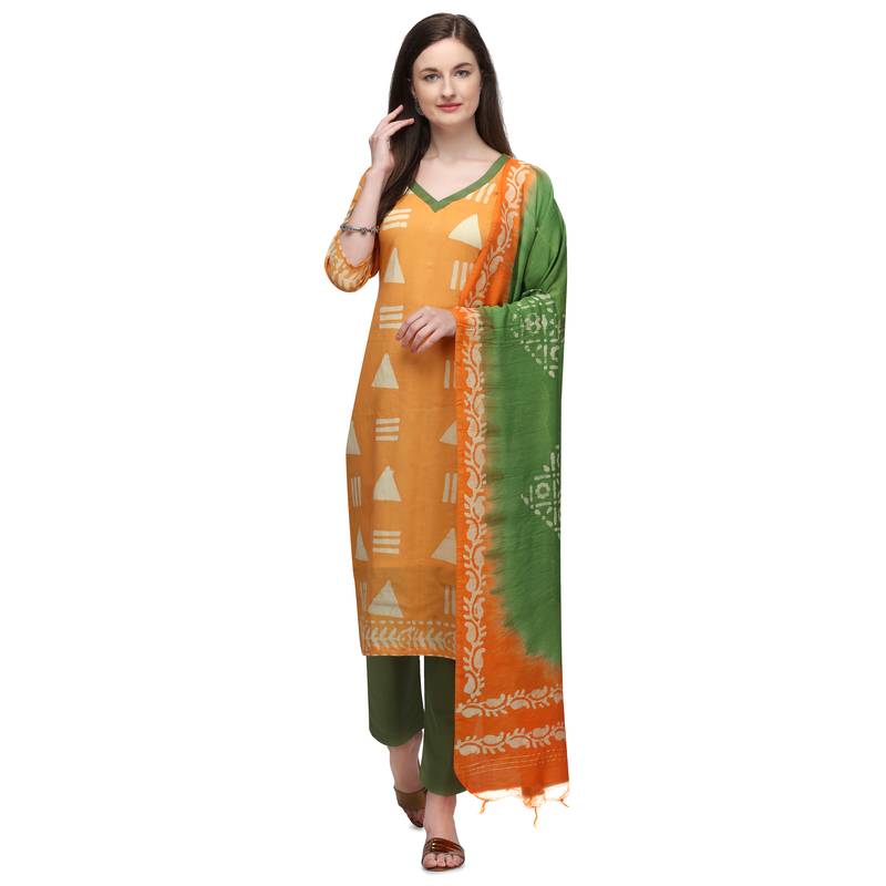 Cotton Salwar Suite With  Batik Print ( Unstitched )