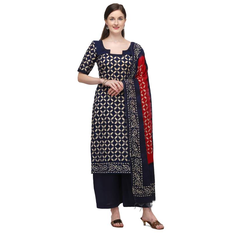 Cotton Salwar Suite With  Batik Print ( Unstitched )