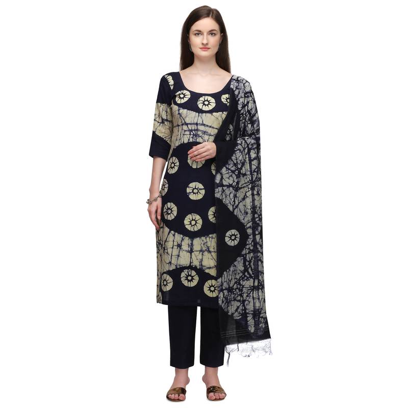 Cotton Salwar Suite With  Batik Print ( Unstitched )