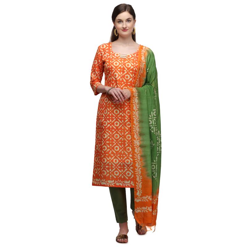 Cotton Salwar Suite With  Batik Print ( Unstitched )