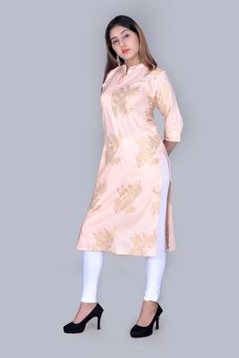 Designer Women Rayon Foil Print Kurta (Only Kurta) 1