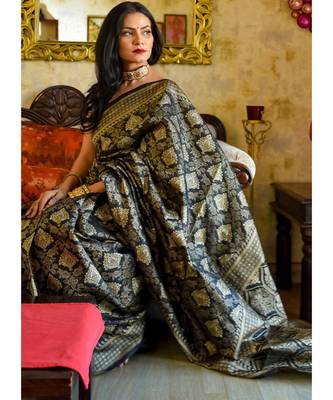 Black Designer Party Wear Silk Saree 3