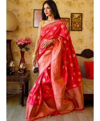Rani Pink Designer Party Wear Silk Saree 1