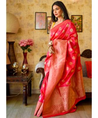 Rani Pink Designer Party Wear Silk Saree 2
