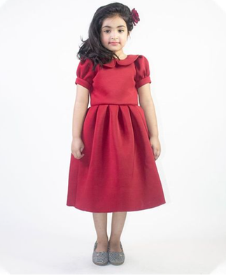 Ruviero Maroon neoprene puffed frock 1
