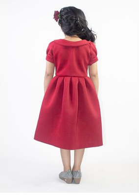 Ruviero Maroon neoprene puffed frock 2