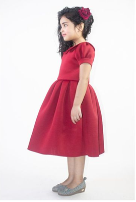 Ruviero Maroon neoprene puffed frock 3