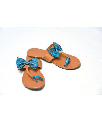 Brocade bow kohlapuri flats 1