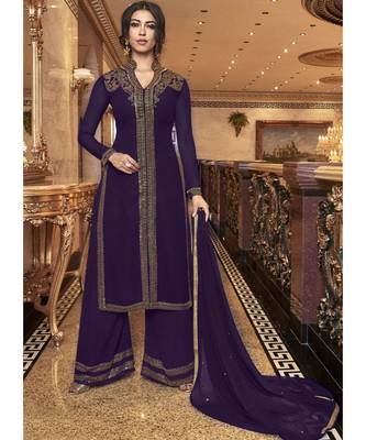 Violet Georgette Pakistani Salwar Kameez 1