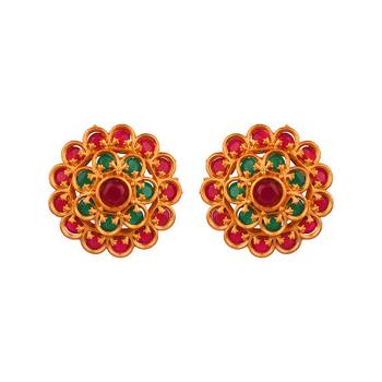 Maroon zircon   earrings 1