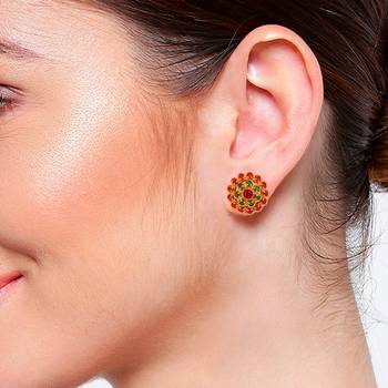 Maroon zircon   earrings 3