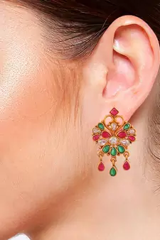 9blings Maroon zircon   earrings