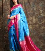 Sky blue woven silk saree with blouse