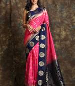 Rose woven silk saree with blouse