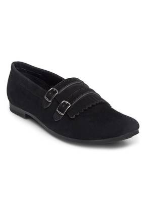 Treemoda Black Suede Monk Strap Shoes For Men 1