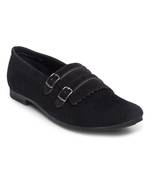 Treemoda Black Suede Monk Strap Shoes For Men
