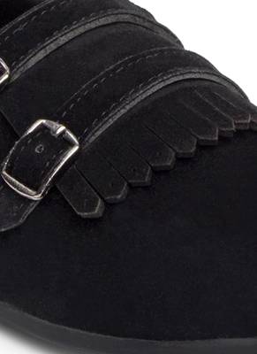 Treemoda Black Suede Monk Strap Shoes For Men 2