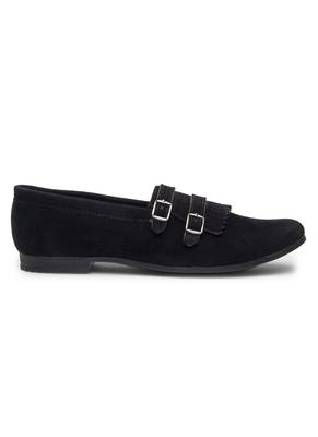Treemoda Black Suede Monk Strap Shoes For Men 3