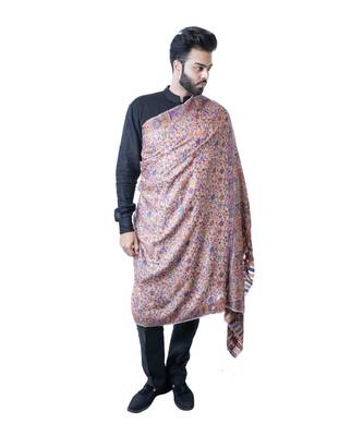 Men's Fine Pure Wool Pashmina Shawl  Kaani Jaal  Extra Soft and Warm Large Elite Luxury Shawl / Lohi / Stole 1