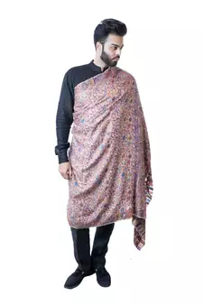 Men's Fine Pure Wool Pashmina Shawl  Kaani Jaal  Extra Soft and Warm Large Elite Luxury Shawl / Lohi / Stole