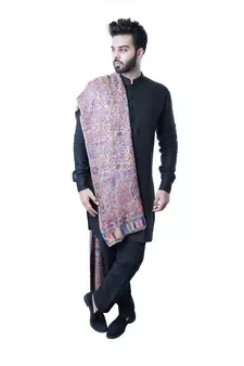 Men's Fine Pure Wool Pashmina Shawl  Kaani Jaal  Extra Soft and Warm Large Elite Luxury Shawl / Lohi / Stole