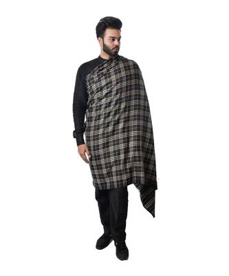 Men's Fine Wool Shawl  Pashmina Check Stripes Pattern  Extra Soft and Warm Shawl / Lohi / Stole 2