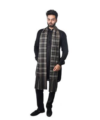 Men's Fine Wool Shawl  Pashmina Check Stripes Pattern  Extra Soft and Warm Shawl / Lohi / Stole 3