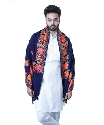 Men's Fine Wool Stole  Cashmilon Wool Blend  Embroidered   Soft and Warm Woven  Stole / Shawl / Scarf 1