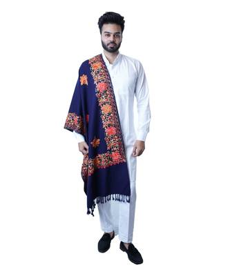 Men's Fine Wool Stole  Cashmilon Wool Blend  Embroidered   Soft and Warm Woven  Stole / Shawl / Scarf 2