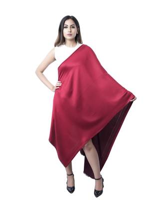Fine Wool Silk Satin Weave Stole Reversible  Extra Soft  Stole / Shawl / Scarf 1
