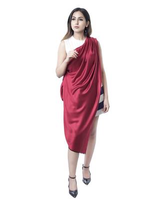 Fine Wool Silk Satin Weave Stole Reversible  Extra Soft  Stole / Shawl / Scarf 2
