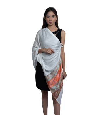 silk  Elephant Motifs Border  Self Embellished  Soft Designer Stole / Shawl / Scarf 1
