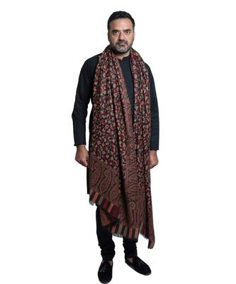 Men's Kaani Jaal  Supreme Wool Pahmina  Floral Paisley Pattern  Soft & Warm  Elite Luxury Shawl / Lohi 1
