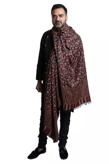Men's Kaani Jaal  Supreme Wool Pahmina  Floral Paisley Pattern  Soft & Warm  Elite Luxury Shawl / Lohi