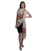 Fine Wool  Designer Contrast Palla  Self Embellished  Pashmina  Soft & Warm Shawl / Stole / Wrap
