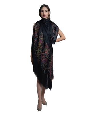Fine Wool  Peacock Feather Designer Palla  Pashmina  Elite Luxury Soft & Warm Shawl / Stole / Wrap 2
