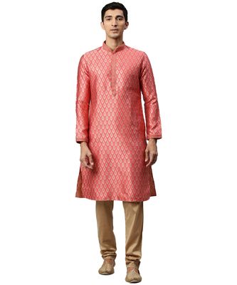 pink silk Kurta Churidar Set - Manyavar 