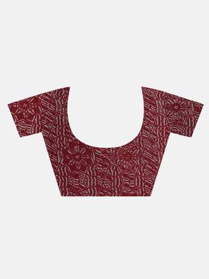 Maroon Printed Poly Silk Saree With Blouse 6