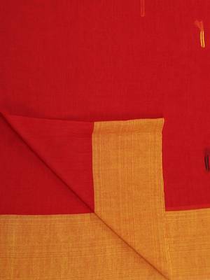 Red Buti Work Khadi Cotton Handloom Saree With blouse 6