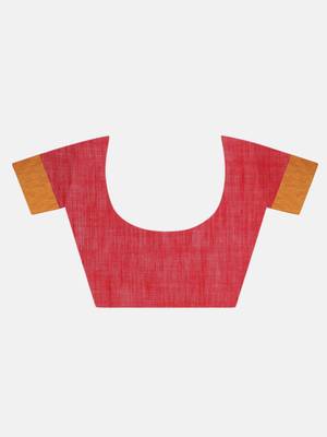Red Buti Work Khadi Cotton Handloom Saree With blouse 7