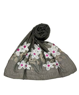 Grey Cotton   Premium Stole 1