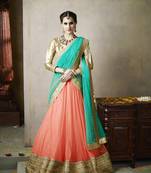 Orange Embroidered Sot Net unstitched lehenga-choli