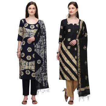 Cotton Salwar Suite With  Batik Print ( Unstitched ) 1