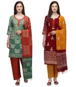 Cotton Salwar Suite With  Batik Print ( Unstitched )