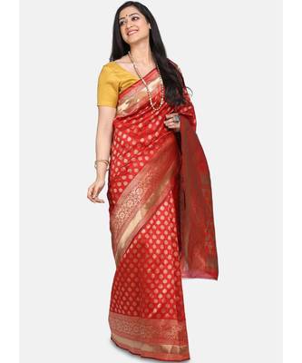 Red Art Silk Designer Party Wear Saree 3