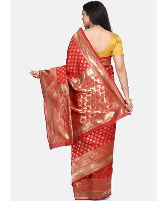 Red Art Silk Designer Party Wear Saree 4
