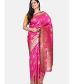 Rani Pink Poly Silk Designer Party Wear Saree